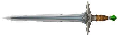 "Monster - Sword, Long Silver - Green Pommel - High Black Glow"